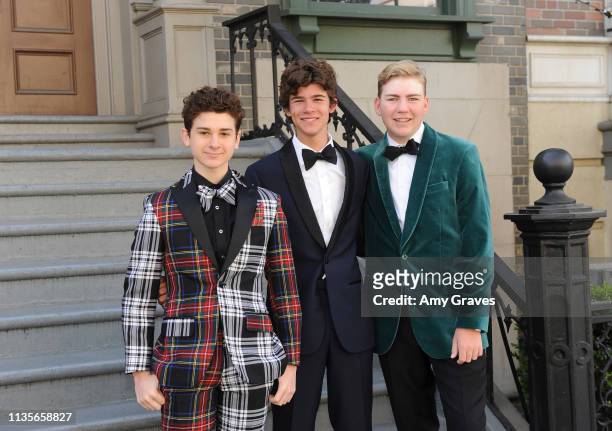 Jax Malcolm, Chase Mangum and Connor Dean attend the 2019 Young Entertainer Awards at Steven J. Ross Theatre on the Warner Bros. Lot on April 7, 2019...