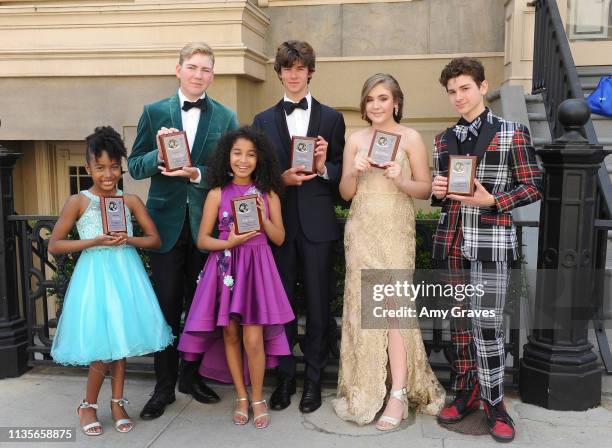 Calah Lane, Connor Dean, Chase Mangum, Alyssa de Boisblanc, Jax Malcolm and Jordyn Curet attend the 2019 Young Entertainer Awards at Steven J. Ross...