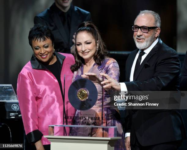 Librarian of Congress Dr. Carla Hayden presents the Gershwin Prize to Gloria and Emilio Estefan at the 2019 Gershwin Prize Honoree's Tribute Concert...