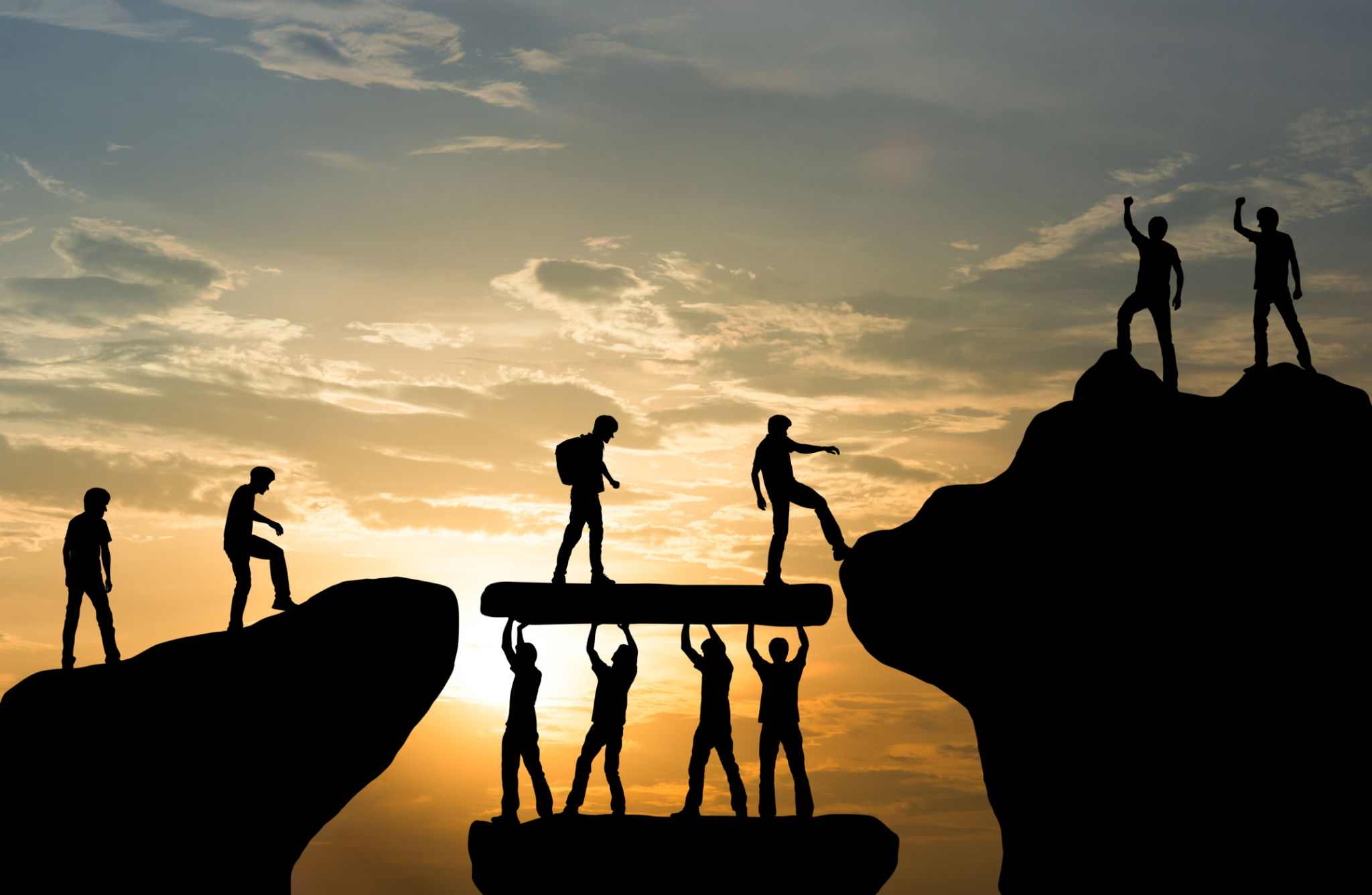 Group of people on peak mountain climbing helping team work , travel trekking success business concept Group of people on peak mountain climbing helping team work , travel trekking success business concept