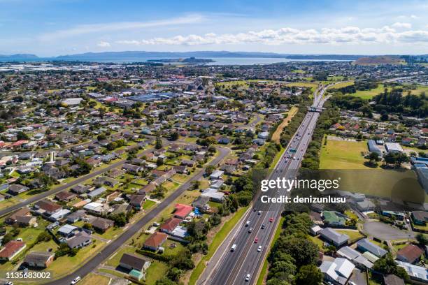 aerial view of mangere east - new zealand housing stock pictures, royalty-free photos & images