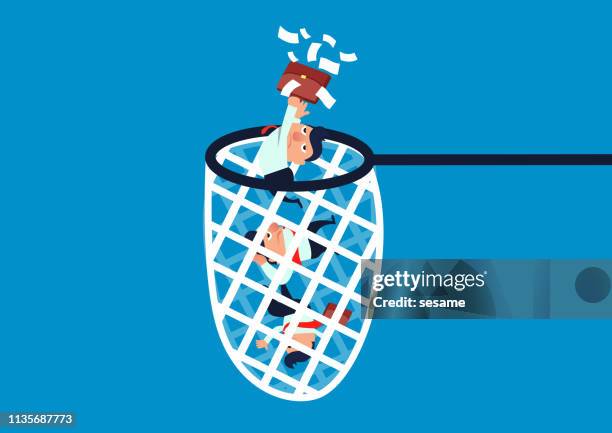 businessman arrested - commercial fishing net stock illustrations