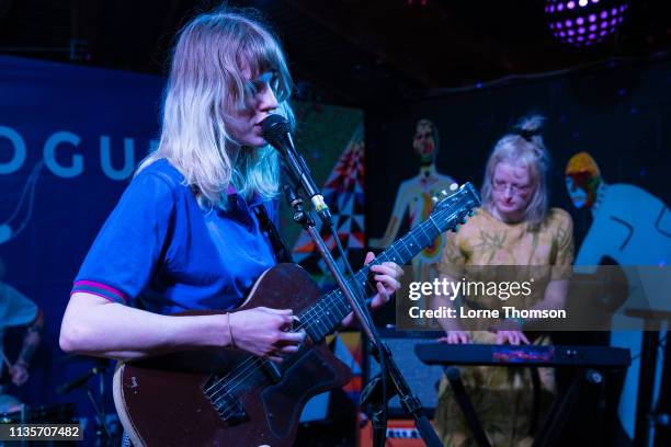 Catherine Elicson and Emily Shanahan of Empath perform at Cheer Up Charlies ,on March 13, 2019 in Austin, Texas.