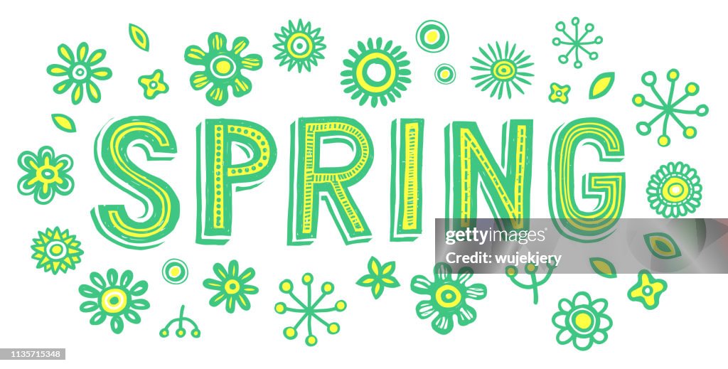 Floral Lettering Spring Spring Lettering With Flowers High-Res Vector Graphic - Getty Images