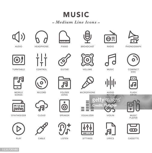 音楽-ミディアムラインアイコン - キーボード点のイラスト素材／クリップアート素材／マンガ素材／アイコン素材