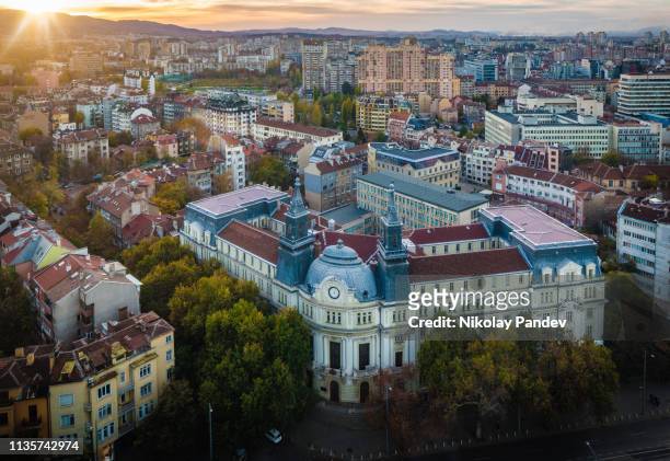 high angle view above city of sofia, bulgaria, eastern europe - stock image - bulgaria stock pictures, royalty-free photos & images