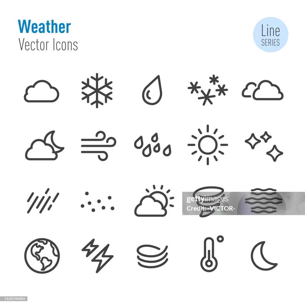 Väder ikon-vektor linje serie