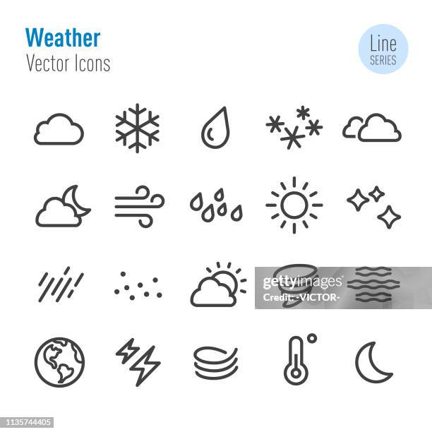 bildbanksillustrationer, clip art samt tecknat material och ikoner med väder ikon-vektor linje serie - termometer