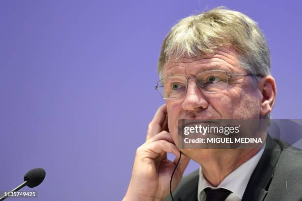 Federal spokesman for Alternative for Germany , Germany's Joerg Meuthen attends a meeting of European nationalists on April 8, 2019 in Milan. -...