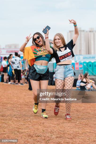 Street Style seen during the third day of Lollapalooza Brazil Music Festival at Interlagos Racetrack on April 07, 2019 in Sao Paulo, Brazil.
