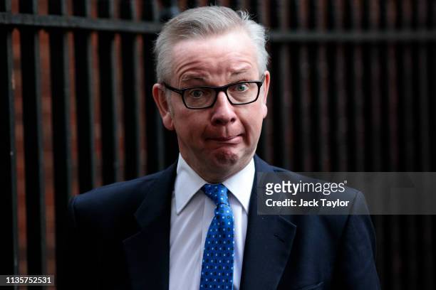 Environment Secretary Michael Gove leaves Number 10 Downing Street on April 8, 2019 in London, England. British Prime Minister Theresa May will...