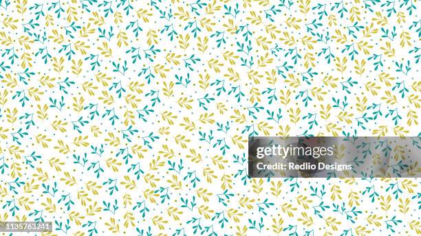 flower seamless pattern with leaves - revival stock illustrations