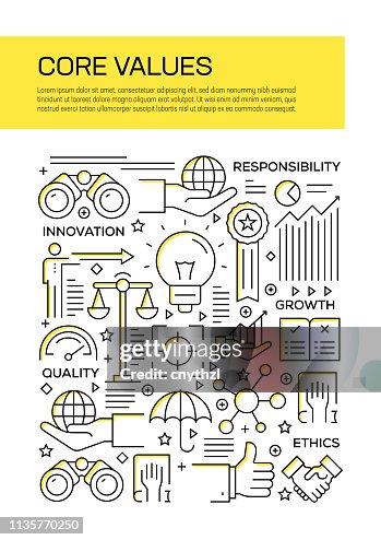 Vector Set Of Design Templates And Elements For Core Values In Trendy ...
