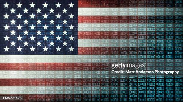 usa flag distressed binary code v2 - american politics ストックフォトと画像