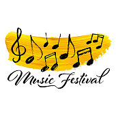 Music Festival vector banner design on a white background