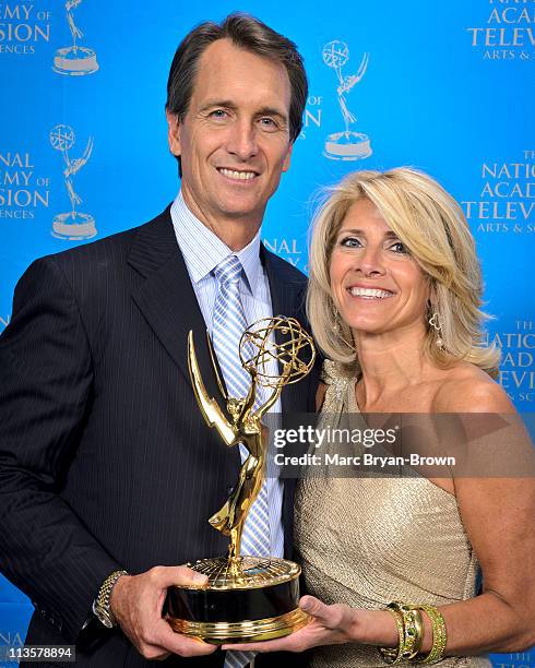 Cris Collinsworth and Holly Collinsworth attend the 32nd annual Sport Emmy Awards at Frederick P. Rose Hall, Jazz at Lincoln Center on May 2, 2011 in...