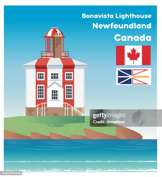 bonavista lighthouse, newfoundland, canada - bonavista bay stock illustrations