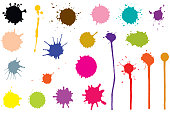 Vector set of ink blobs. Color splatter isolated on white background
