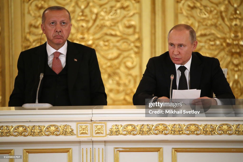 Russian President Vladimir Putin Reveives Turkish President Recep Tayyip Erdogan At The Kremlin