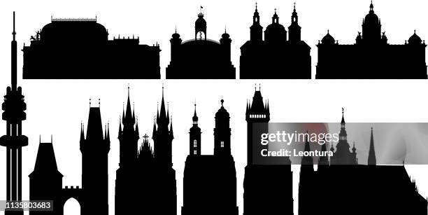 ilustraciones, imágenes clip art, dibujos animados e iconos de stock de edificios de praga - vieja plaza de praga
