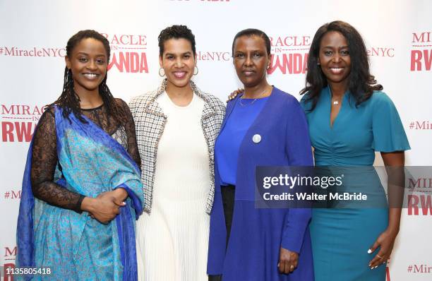 Malaika Uwamahoro, Leslie Malaika Lewis, Valentine Rugwabiza, Rwanda Ambassador to the UN and Immaculee ILibagiza during a reception for "Miracle in...