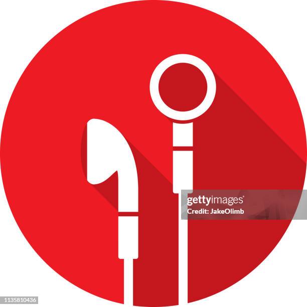 earbuds icon silhouette - podcast icon stock illustrations