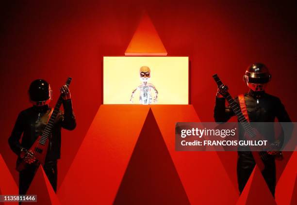 Daft Punk's installation Technologic Redux from 2019 is displayed during the press visit of the exhibition 'Electro - From Kraftwerk to Daft Punk' at...