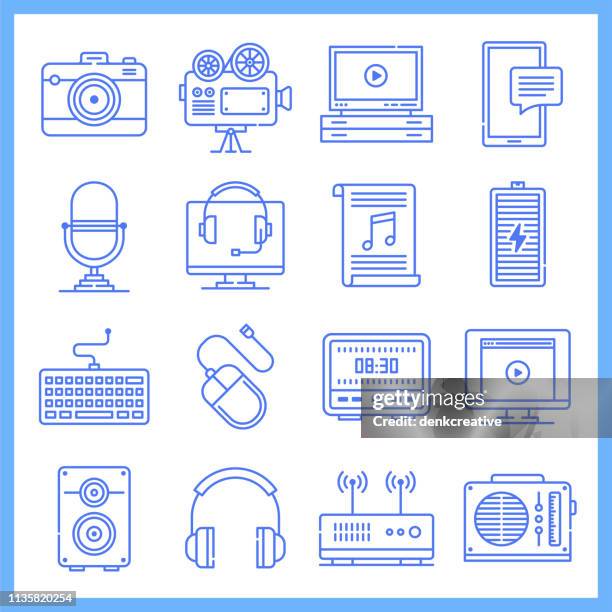 intelligent smart home automation blueprint style vector icon set - ipad portrait stock illustrations