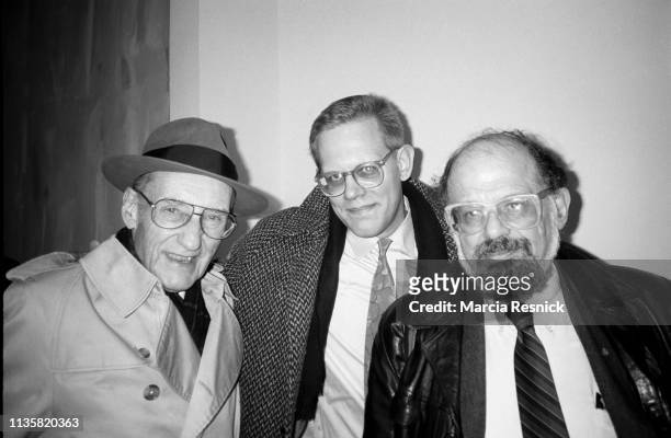 Photo of American Beat author William S Burroughs , editor and writer James Grauerholz, and fellow Beat Allen Ginsberg at the opening of an...