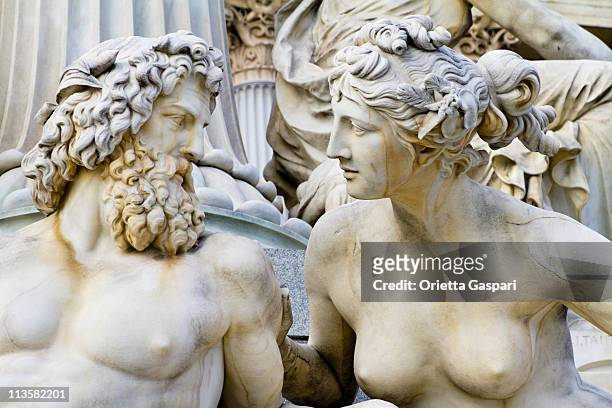 pallas athena fountain, vienna - male likeness stock pictures, royalty-free photos & images