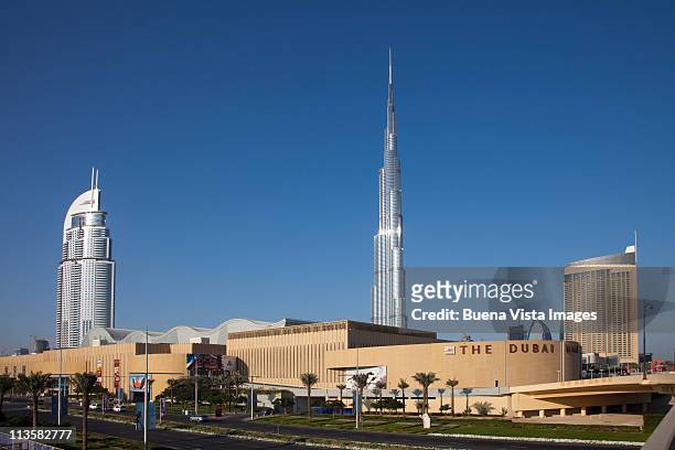 dubai mall and burj khalifa tower - dubai mall stock pictures, royalty-free photos & images