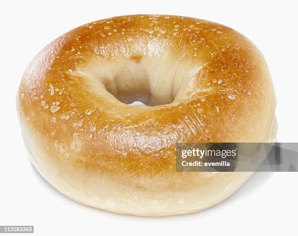 plain bagel on a white background - bagels stock pictures, royalty-free photos & images