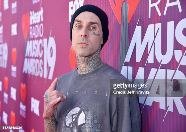 Travis Barker attends the 2019 iHeartRadio Music Awards which broadcasted live on FOX at Microsoft Theater on March 14, 2019 in Los Angeles,...