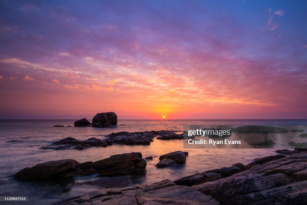 Sunrise at Shag Rock, Meelup Beach, Western Australia.