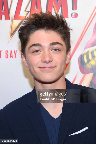 Asher Angel attends the unveiling of the Shazam! World Exclusive Fan Experience on March 14, 2019 in Toronto, Canada.