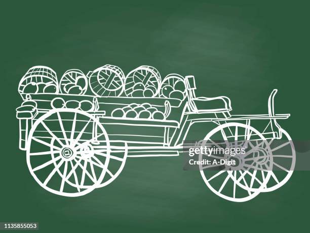 fruit cart chalkboard - chariot stock illustrations