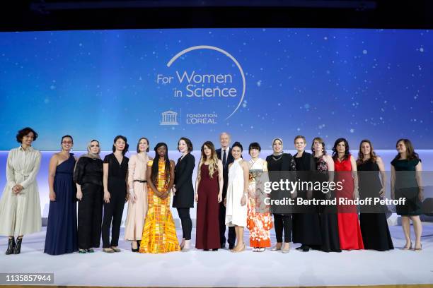 Director-General of the UNESCO, Audrey Azoulay and Chairman & Chief Executive Officer of L'Oreal and Chairman of the L'Oreal Foundation Jean-Paul...