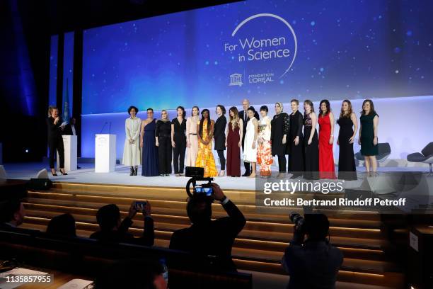 Director-General of the UNESCO, Audrey Azoulay and Chairman & Chief Executive Officer of L'Oreal and Chairman of the L'Oreal Foundation Jean-Paul...