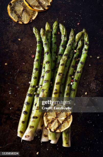 grilled asparagus - asparagus stock pictures, royalty-free photos & images