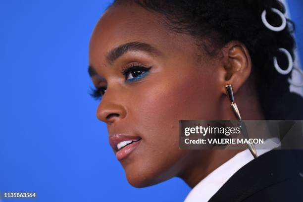 Singer Janelle Monae arrives for the premiere of Universal Pictures' "Little" at the Regency Village Theatre in Los Angeles on April 8, 2019.