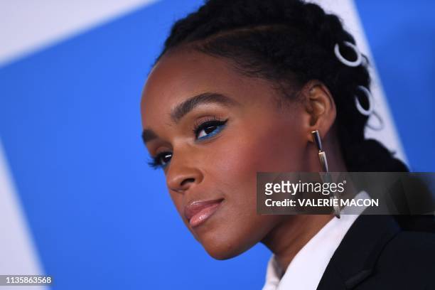 Singer Janelle Monae arrives for the premiere of Universal Pictures' "Little" at the Regency Village Theatre in Los Angeles on April 8, 2019.