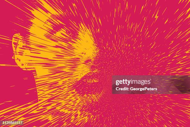 young woman's face dissolving with glitch technique - nose ring stock illustrations