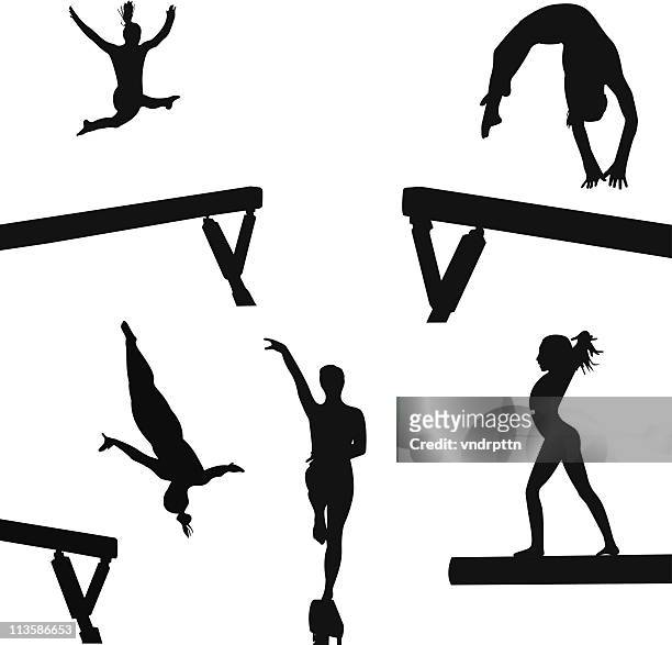 beam mädchen - gymnastics stock-grafiken, -clipart, -cartoons und -symbole