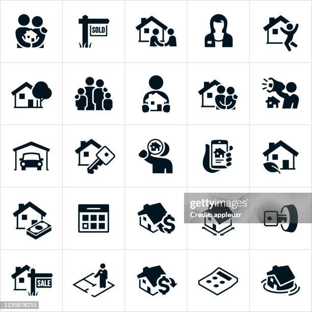 home real estate icons - wohnungsprobleme stock-grafiken, -clipart, -cartoons und -symbole