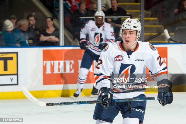 Martin Lang of the Kamloops Blazers skates against the Kelowna Rockets at Prospera Place on March 9, 2019 in Kelowna, Canada.