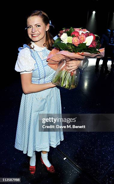 Actress Sophie Evans, runner-up in the BBC 1's 'Over the Rainbow', poses backstage after beginning her first week-long as Dorothy in The Wizard of Oz...