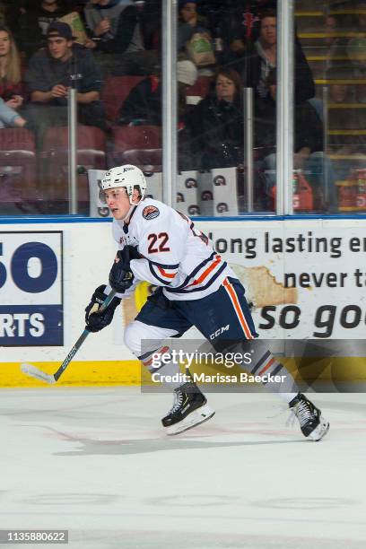 Martin Lang of the Kamloops Blazers skates against the Kelowna Rockets at Prospera Place on March 9, 2019 in Kelowna, Canada.