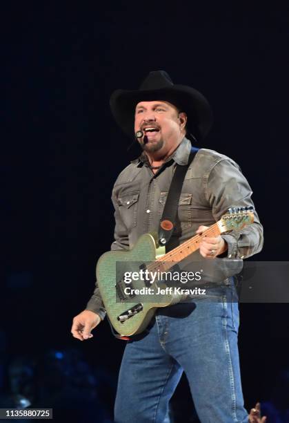 Garth Brooks performs on stage at the 2019 iHeartRadio Music Awards which broadcasted live on FOX at the Microsoft Theater on March 14, 2019 in Los...