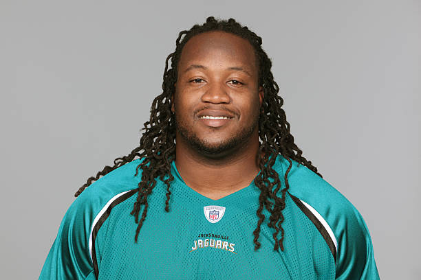In this handout photo provided by the NFL, Uche Nwaneri of the Jacksonville Jaguars poses for his 2010 NFL headshot circa 2010 in Jacksonville,...