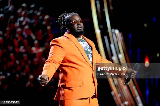 Pain speaks on stage at the 2019 iHeartRadio Music Awards which broadcasted live on FOX at the Microsoft Theater on March 14, 2019 in Los Angeles,...